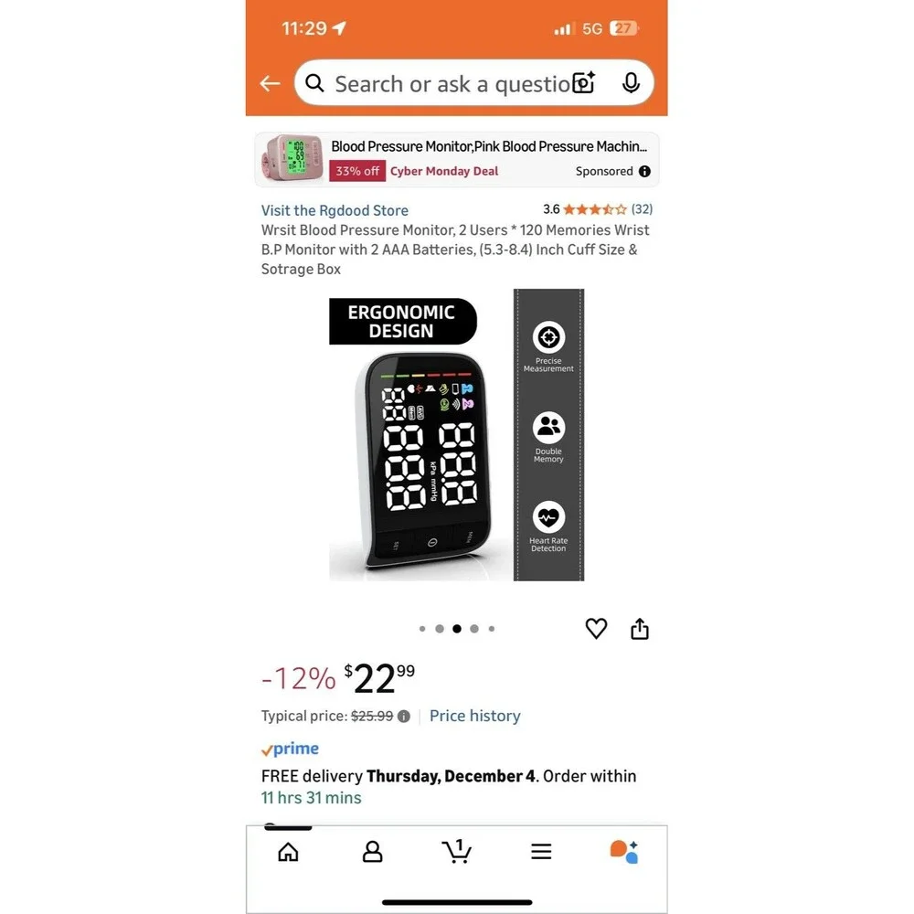 Blood Pressure Wrist Machine - Black/White